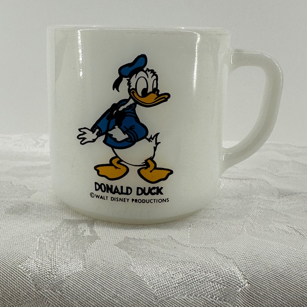 Federal Glass Mug White Excellent Donald Duck Walt Disney Productions USA Made